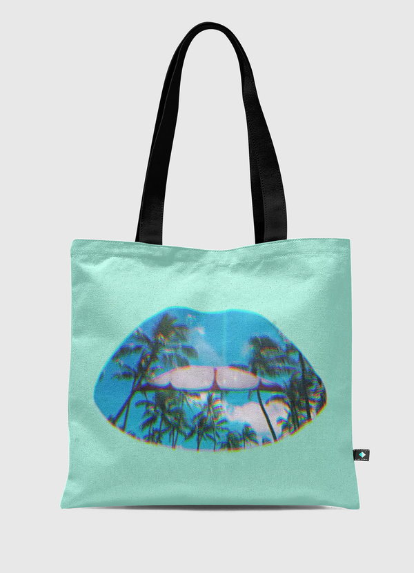 Lips-palm trees Tote Bag