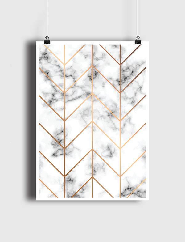 Marble and golden chevron Poster