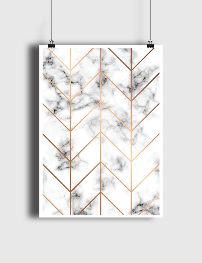 Marble and golden chevron - Poster