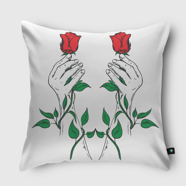 Hand and Flower Throw Pillow