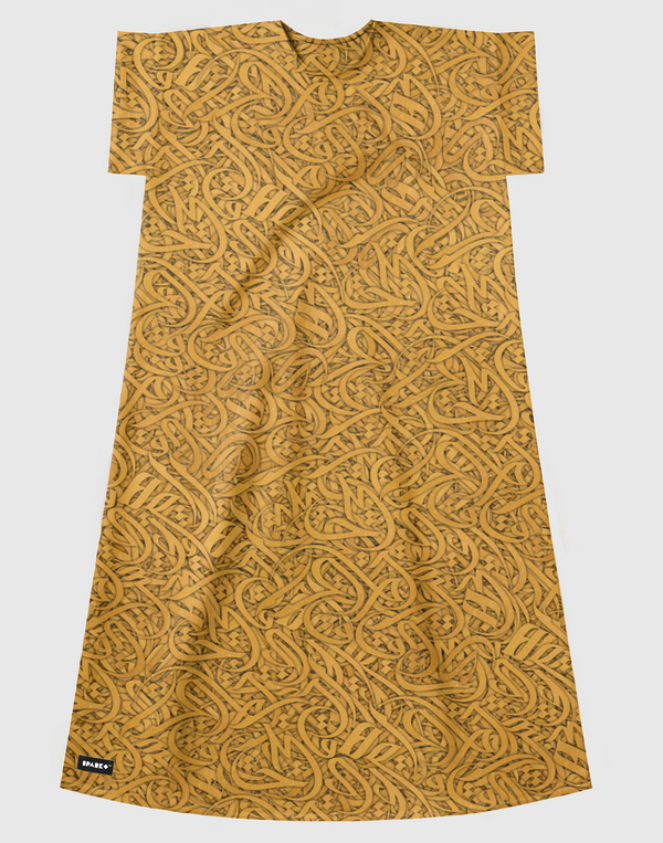 CALLIGRAPHY ARABIC GOLD Short Sleeve Dress