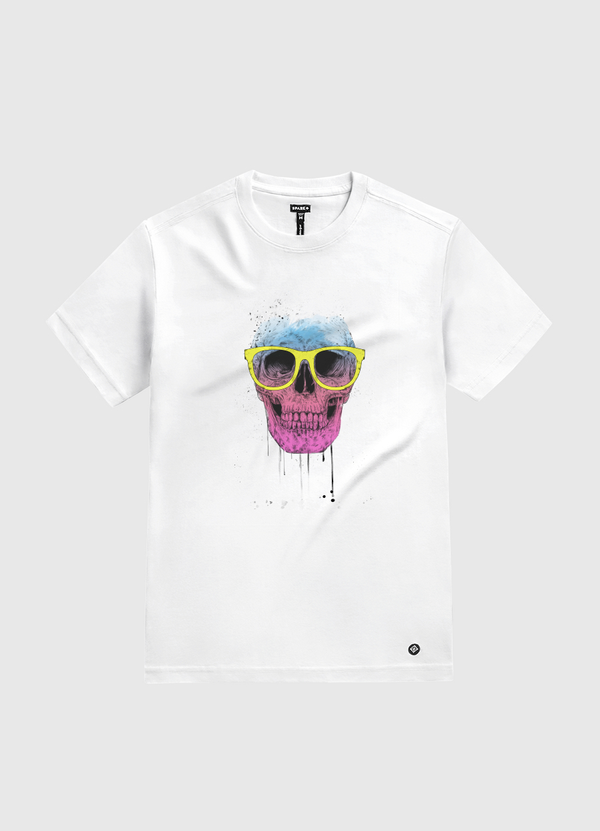 Pop art skull with glasses White Gold T-Shirt