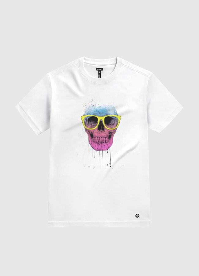 Pop art skull with glasses - White Gold T-Shirt