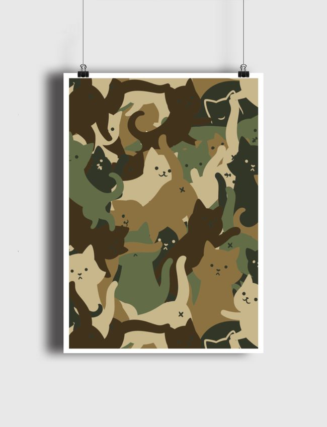 Camouflage Cat Army - Poster