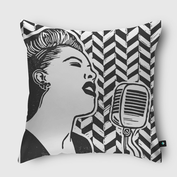 Billie Holiday Blockprint Throw Pillow