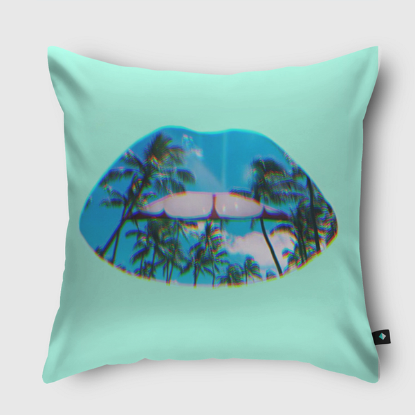 Lips-palm trees Throw Pillow