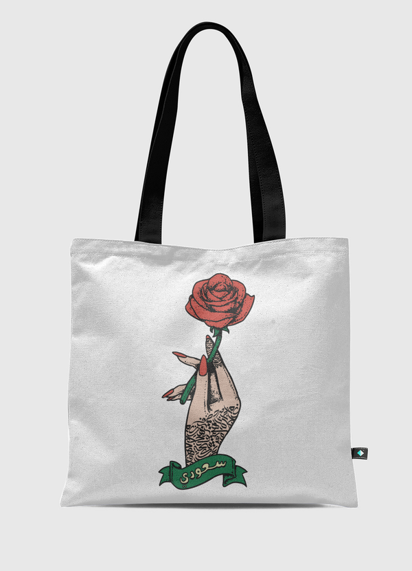 Calligraphy & Roses Tote Bag