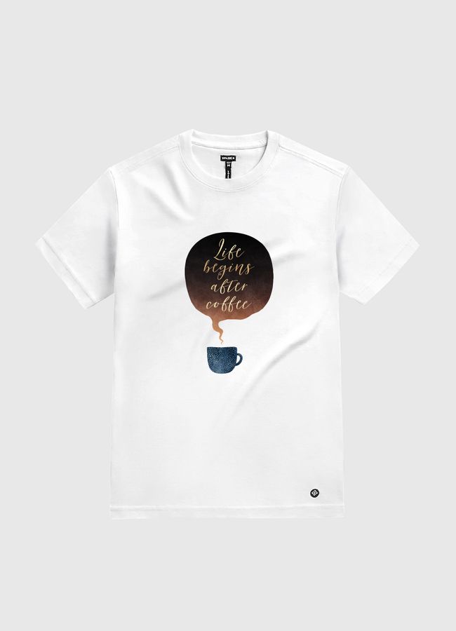 Life Begins After Coffee - White Gold T-Shirt