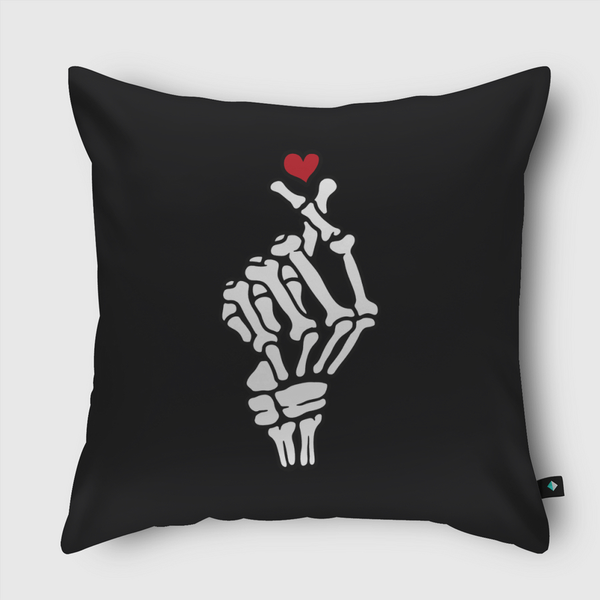Skeleton Heart Hand Throw Pillow
