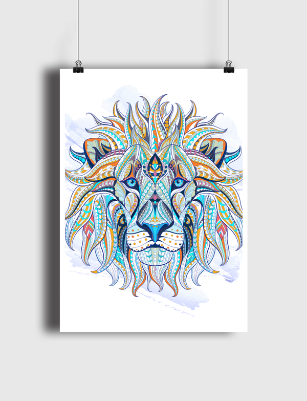 Ethnic  Blue Lion Poster