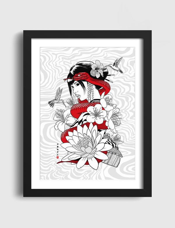 Snake and Colibri  Geisha Artframe