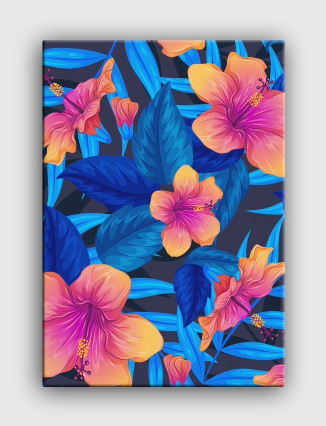 blue topical floral design - Canvas