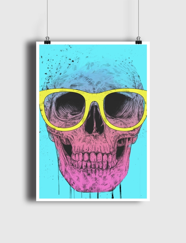 Pop art skull with glasses Poster