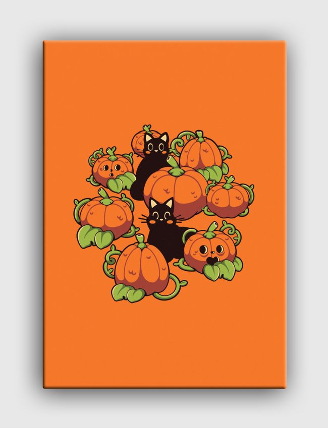 Cats and Pumpkins Kawaii - Canvas