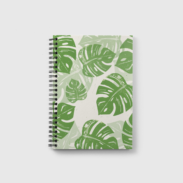 Linocut Monstera Green Notebook