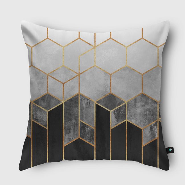 Charcoal Hexagons  - Throw Pillow