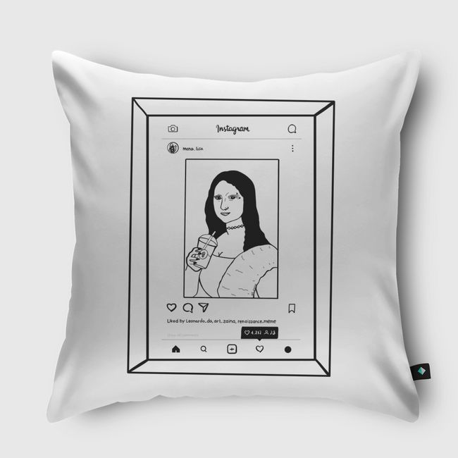 Millenial Mona Lisa frame" - Throw Pillow