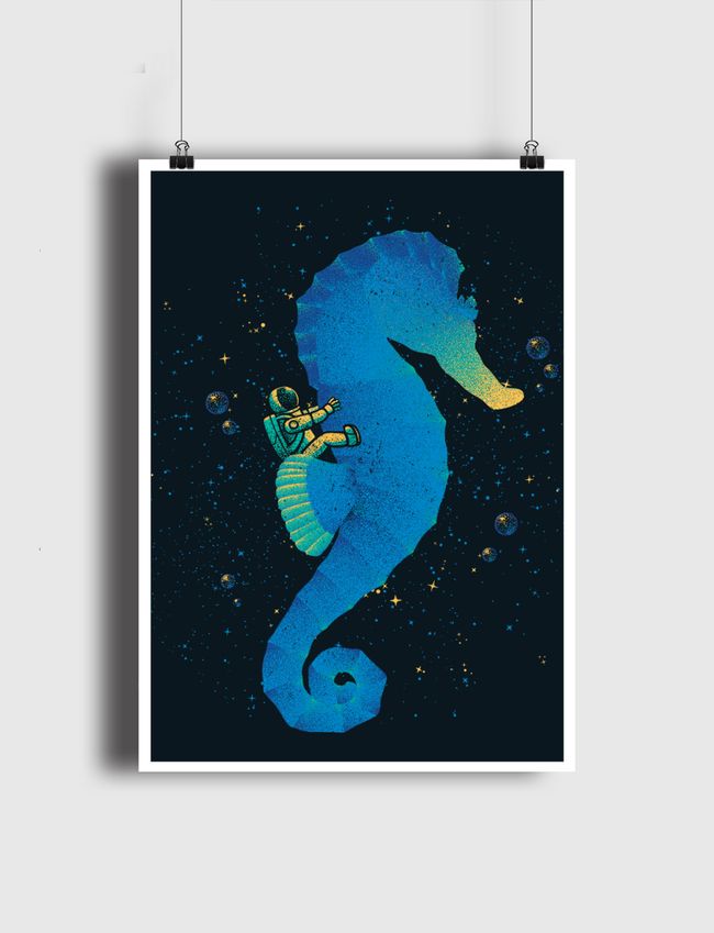 Riding a Sea Horse Astro - Poster