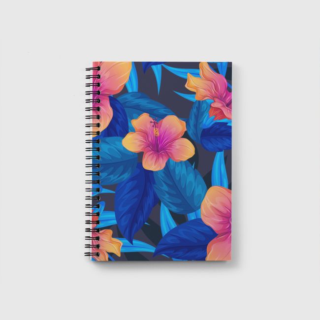 blue topical floral design - Notebook
