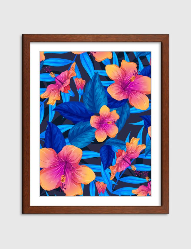 blue topical floral design - Artframe