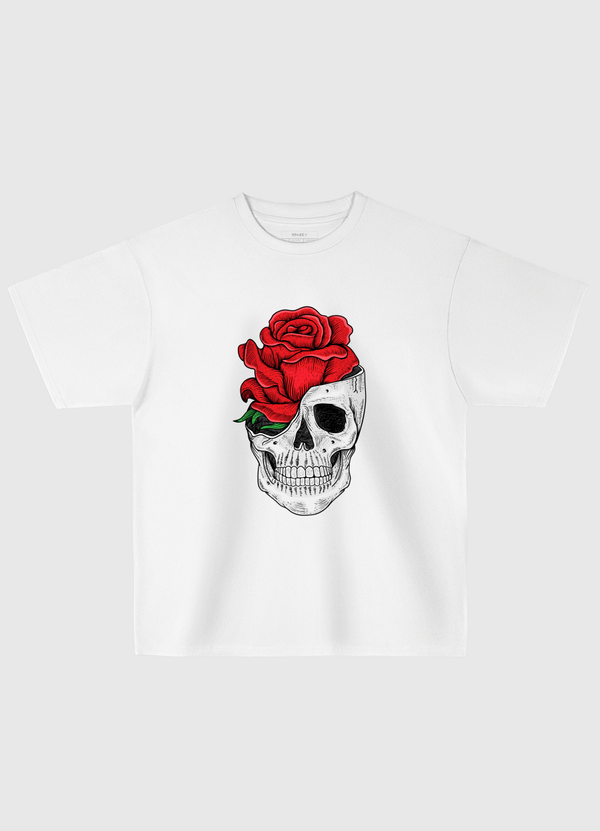 Floral Skull Design Oversized T-Shirt