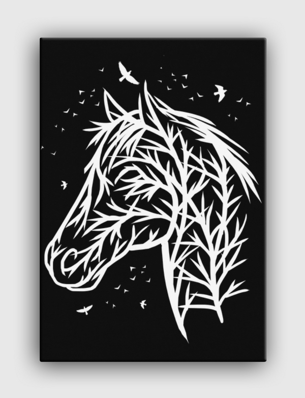 Horse Tree Face Canvas