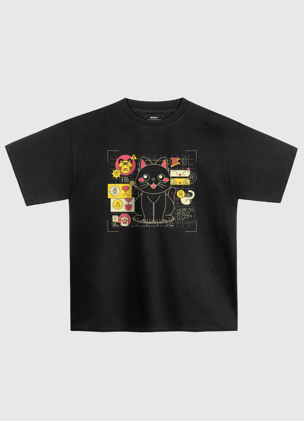 Japanese Cat Graph Oversized T-Shirt