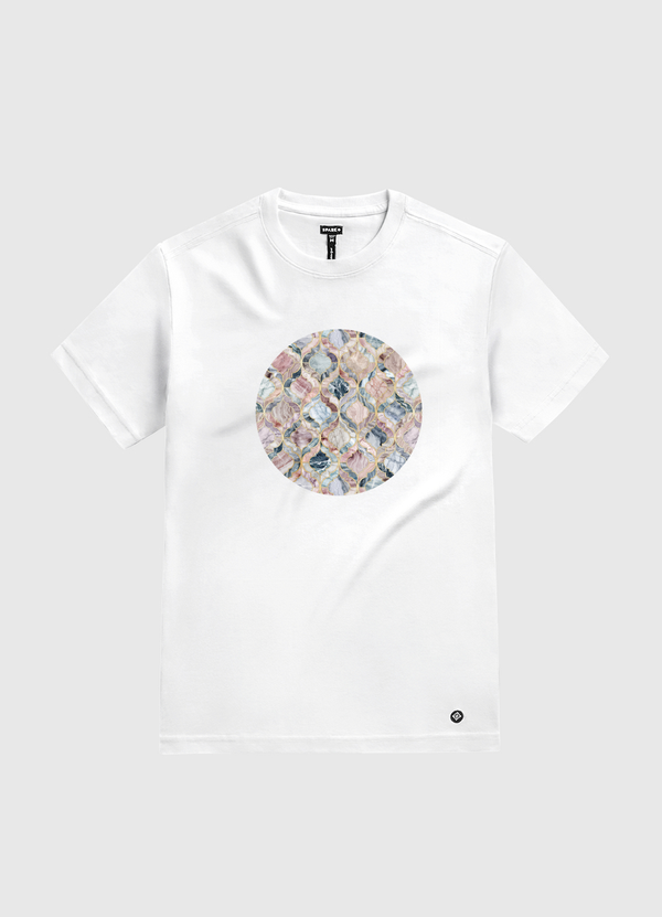 Marble Moroccan Tiles White Gold T-Shirt