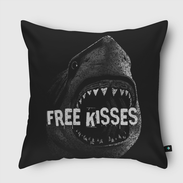 Free Kisses Shark Throw Pillow