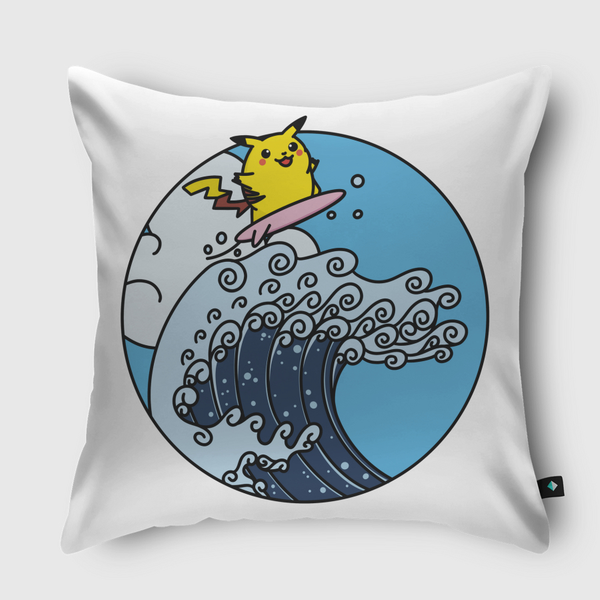 The Great Electric Wave Throw Pillow