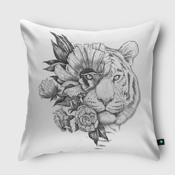 Floral tiger Throw Pillow