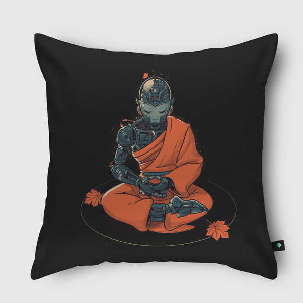 Meditation Robot Monk Throw Pillow