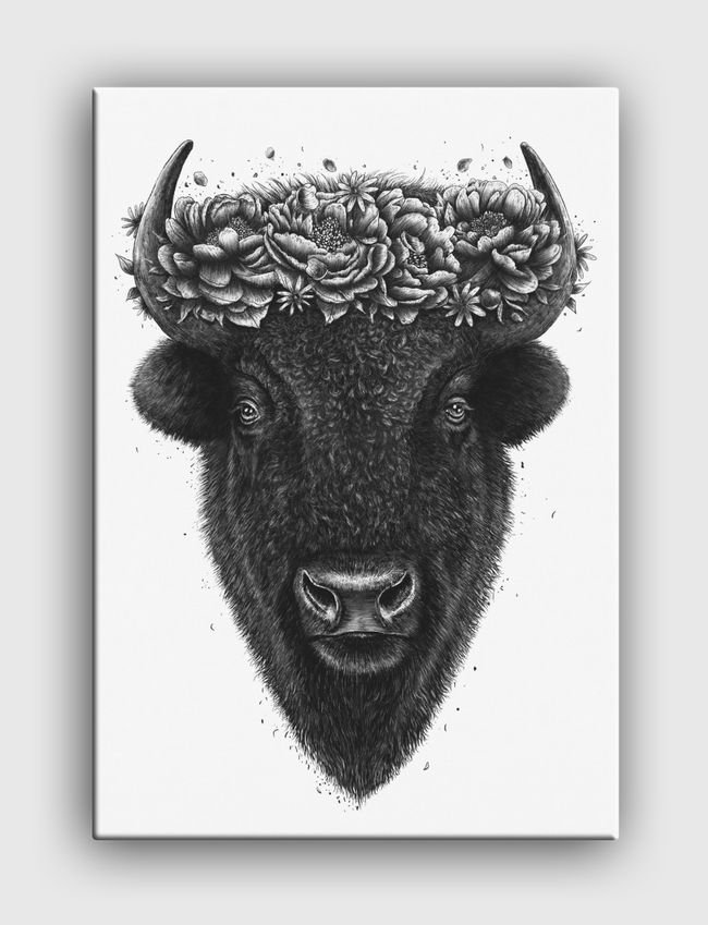 Floral Bison - Canvas