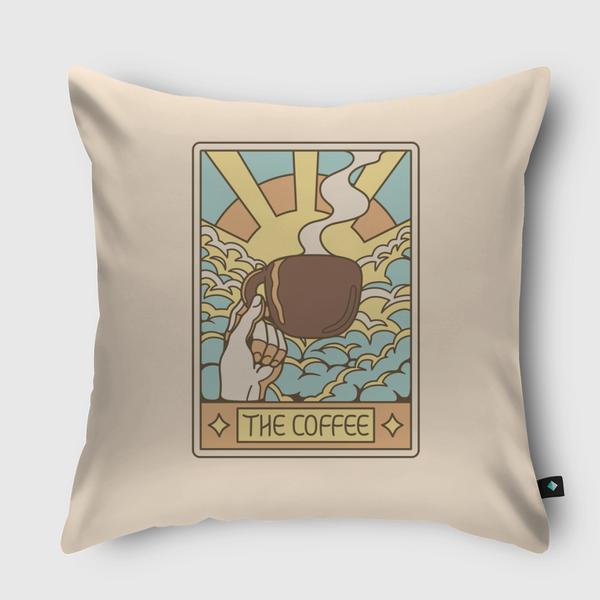 The Coffee Tarot Card Throw Pillow