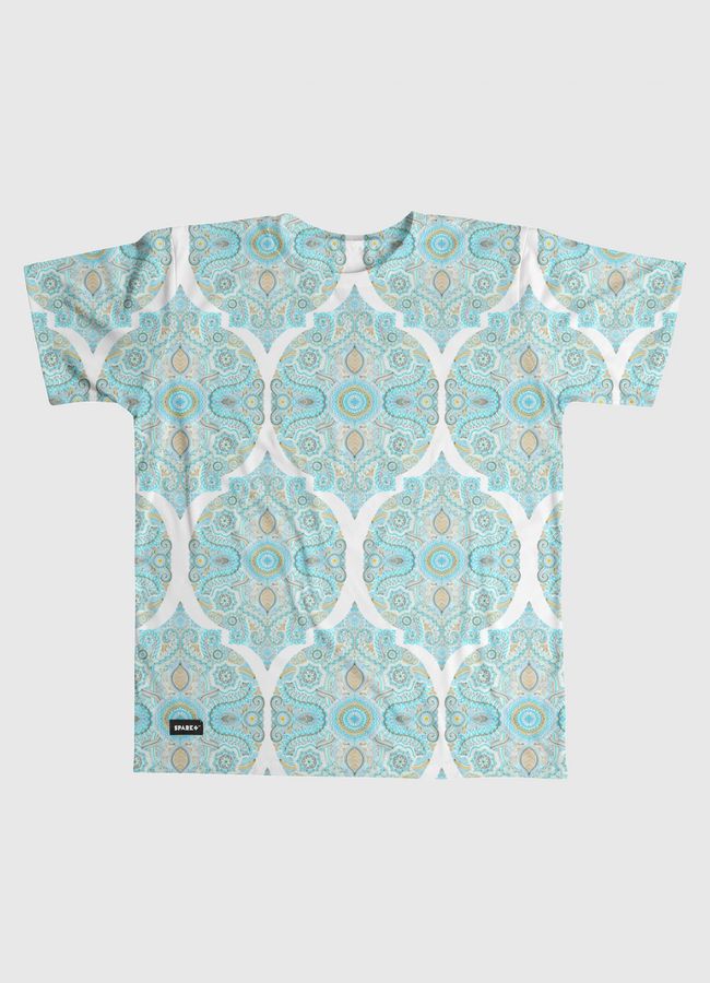 Aqua & Tan Doodle Pattern - Men Graphic T-Shirt