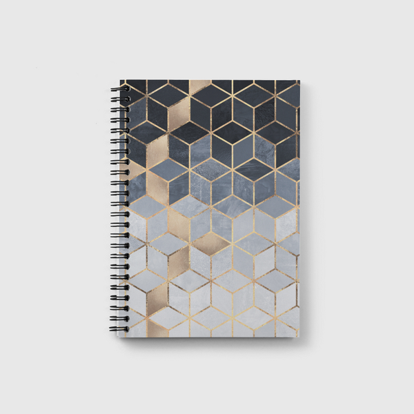 Soft Blue Gradient Cubes Notebook