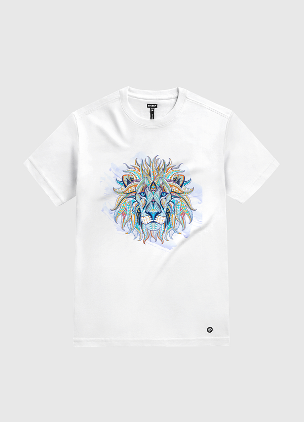 Ethnic  Blue Lion White Gold T-Shirt