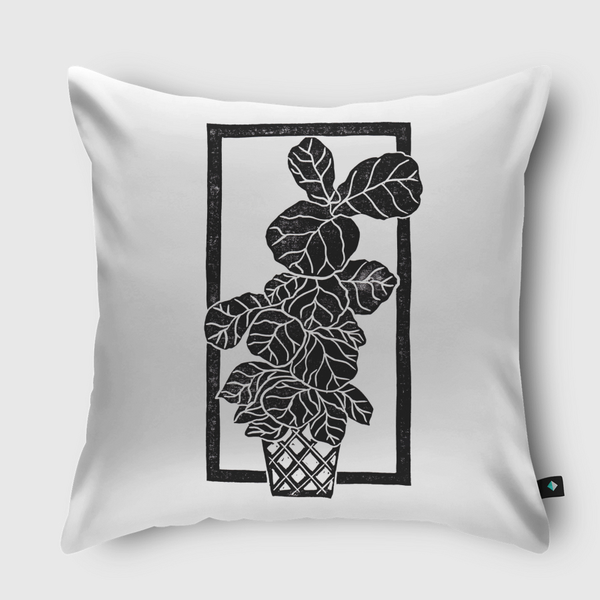 Fiddle Leaf Fig Blockprint Throw Pillow