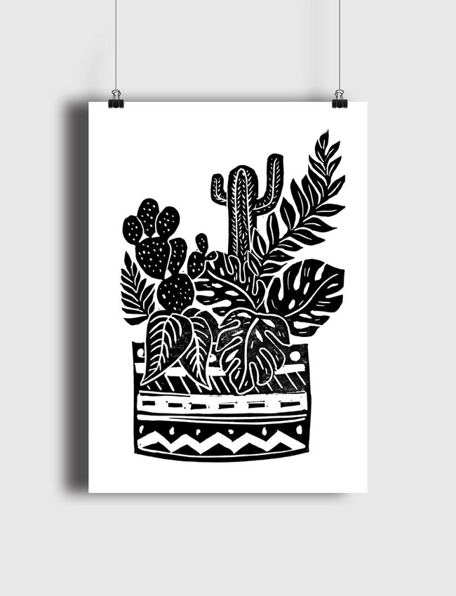Botanical Pot Blockprint - Poster