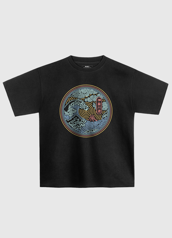 Neon Kanagawa Wave Oversized T-Shirt