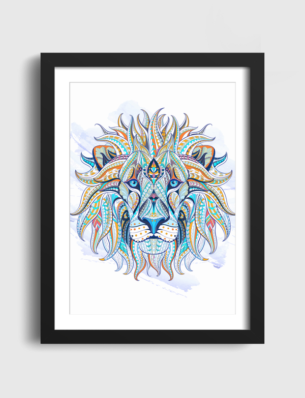 Ethnic  Blue Lion Artframe