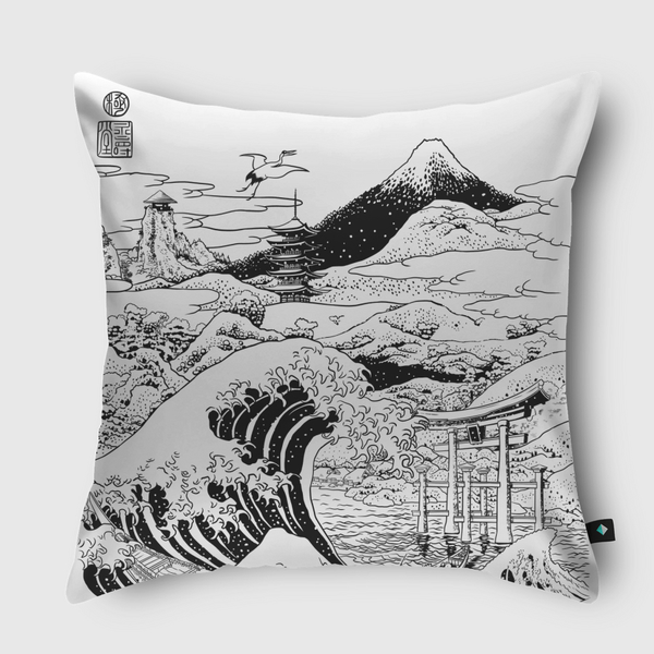 The wave Mount Fujiyama Throw Pillow