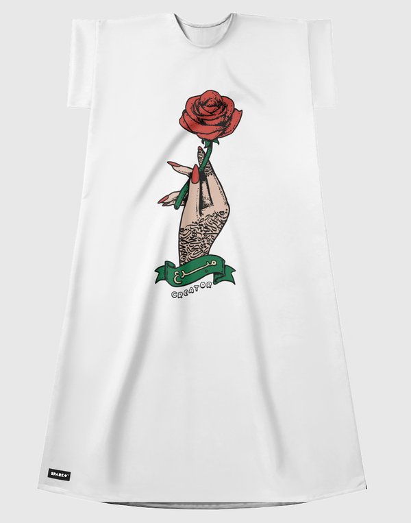 Calligraphy & Roses Short Sleeve Dress