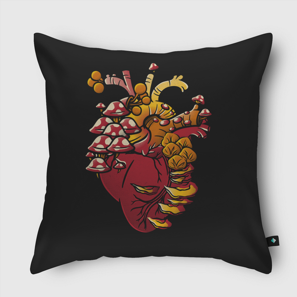 Cordyceps Fungi Heart Throw Pillow