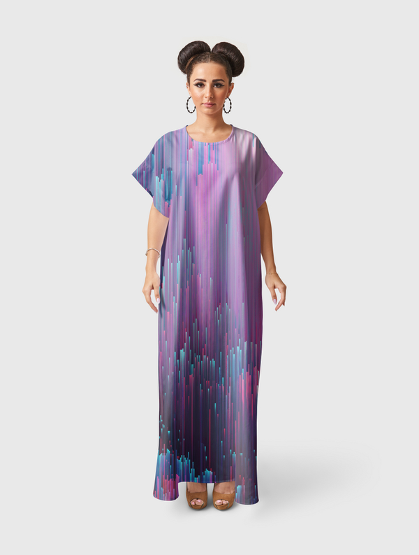 Pink and blue glitches Short Sleeve Dress
