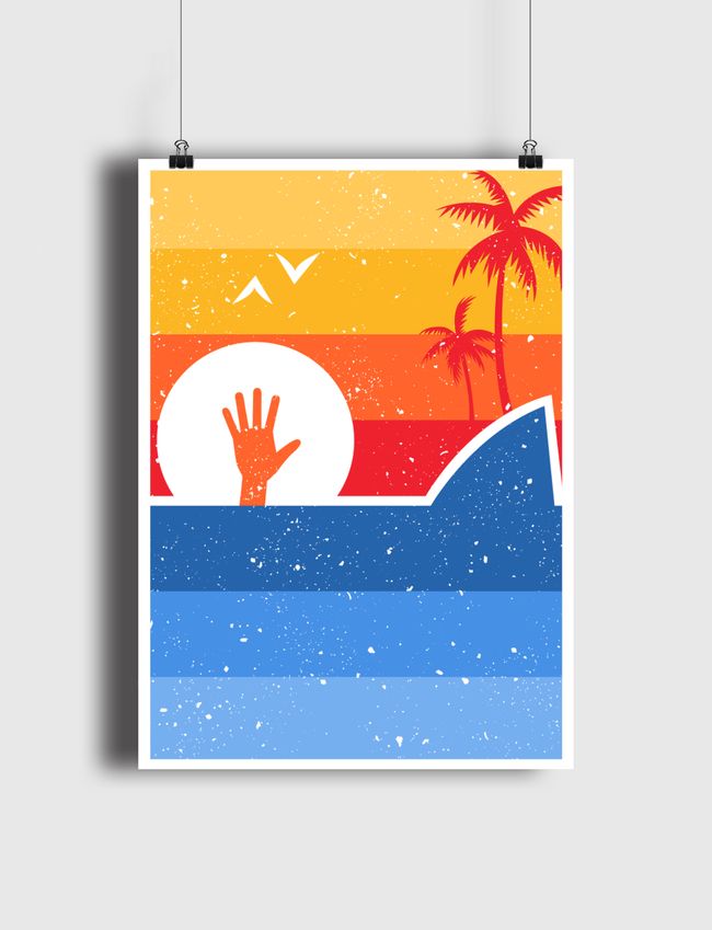 Retro attack shark - Poster