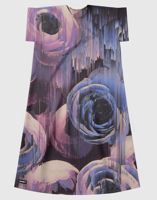 Floral glitches - Short Sleeve Dress