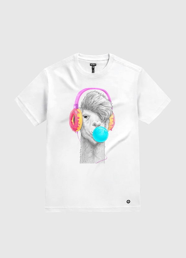 Lama in headphones White Gold T-Shirt