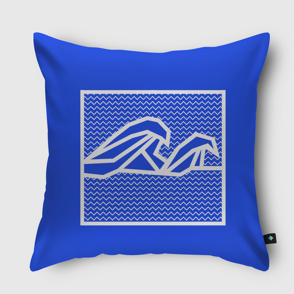 Blue Waves | Back Print Throw Pillow