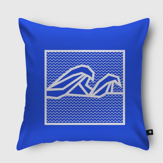 Blue Waves | Back Print - Throw Pillow